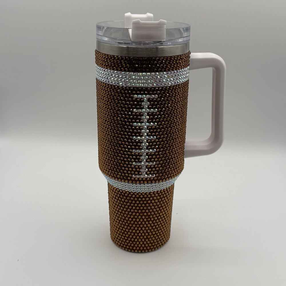 Live Love Gameday Bedazzled Football Tumbler Stainless Steel EUC NEW‎